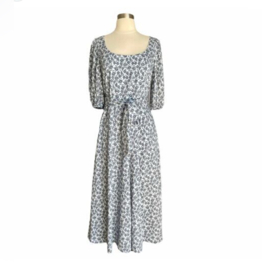 Boden Sophie Midi Blue Floral Dress Regency Bridgerton Cottage Core